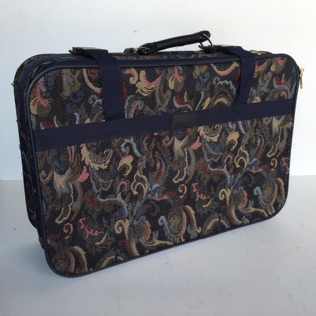 SUITCASE, Medium Tapestry w Blue Trim